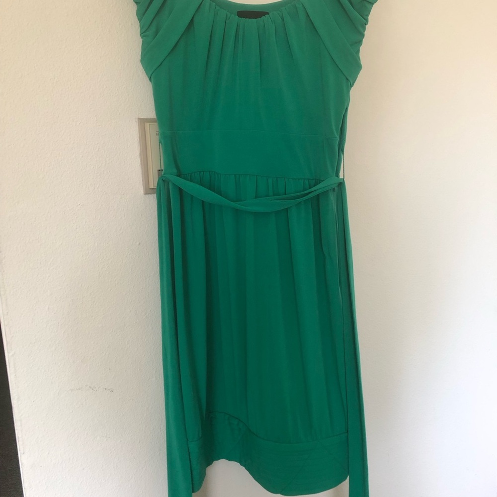 Max & Cleo Emerald Green Cap-Sleeve Pleated Dress XS (btwn mini/midi)